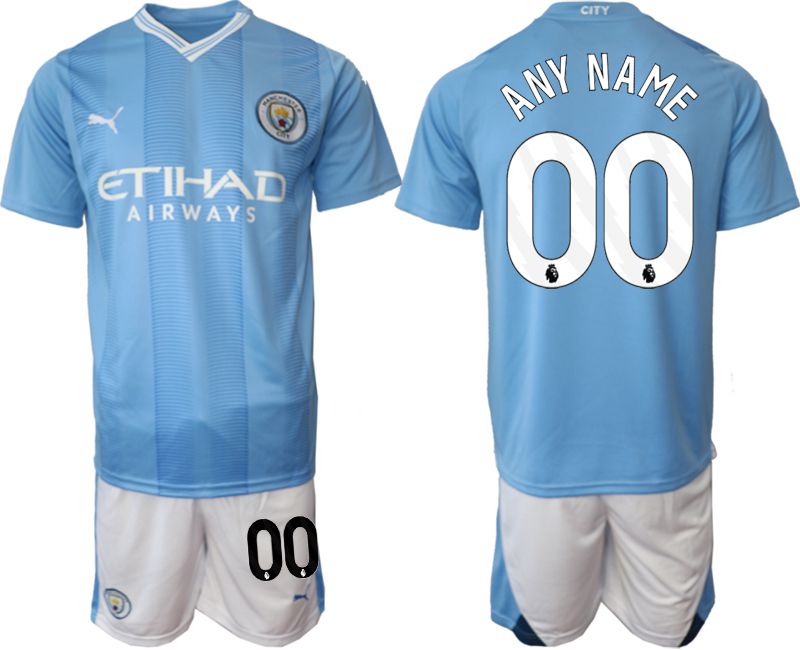 Men 2023-2024 Club Manchester City home Light blue customized Soccer Jersey